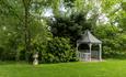 Gazebo and urn at Crook Hall Gardens