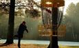 Someone playing Disc Golf at Hamsterley Forest. Credit: Forestry England/ Crown copyright