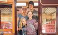 A family on a train at the Weardale Railway.