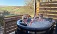 Enjoying the hot tub