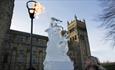 Ice sculpture in front of Durham Cathedral