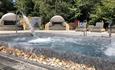 outdoor jacuzzi with day beds