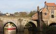 River with bridge and boat