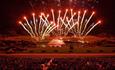 Audience watching the spectacular fireworks display from the arena: Pyromusical 2024