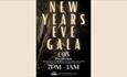 Text reads, 'New Year's Eve Gala'. against a background of fizz and streamers.