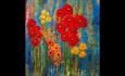 Artwork by Janice Hutchinson showing vibrant red, yellow and orange flowers.