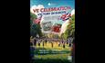 VE Day celebrations - crowds outside of Auckland Palace, decorated with Union Jacks, on a sunny day.