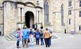 Tour group at the entrance Durham Castle