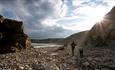 Coastline at Easington Colliery beach covered in pebbles