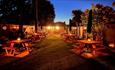 Dusk in the beer garden at The Woodman Inn Durham City