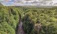 Aerial view of River Tees, blue skies