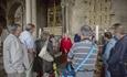 People talking at Durham Cathedral