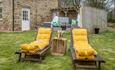 Recliners in the garden at Hall Farm Cottage