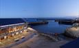 A building and the sea at Seaham Harbour Marina