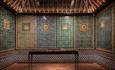 multi-coloured recreated tile house inside the Spanish Gallery, Bishop Auckland