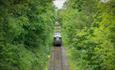 view of heritage train on Weardale Railway line