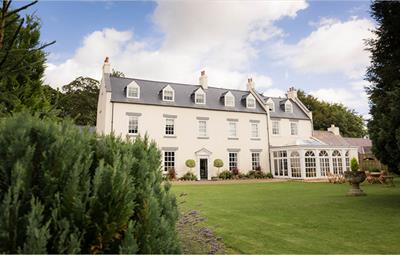 The garden at Hallgarth Manor House Hotel in County Durham