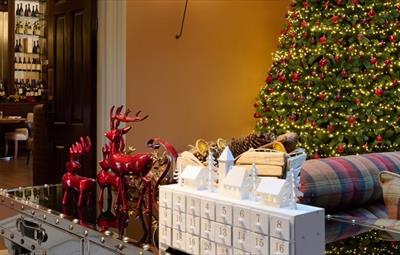 Christmas decorations including an advent calendar at Seaham Hall