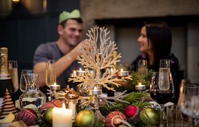 Guests enjoying festive drinks