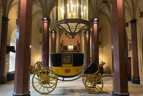The state carriage in the hall of Raby Castle