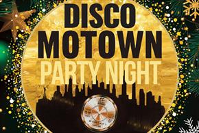 Disco Motown Party Night. Silhouette of a city skyline