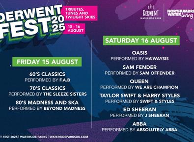 Line up details for Derwent Fest 2025