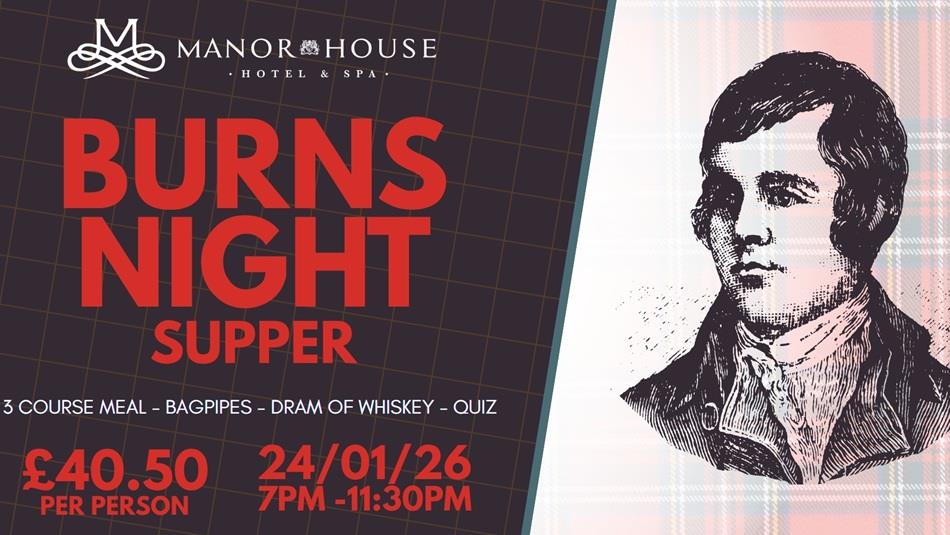 Burns Night Supper poster with date and time of event and an image of Rabbie Burns. Burns Night Supper poster with date and time of event and an image of Rabbie Burns.