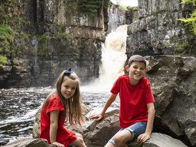 Family at High Force Waterfall