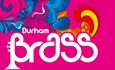 Durham Brass Festival logo on colourful pink background
