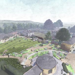 An artist's impression of an aerial view of The Rising at Raby Castle. 