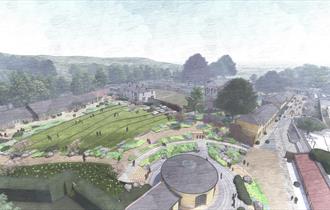 An artist's impression of an aerial view of The Rising at Raby Castle.