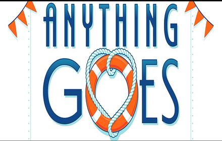 'Anything Goes' text. The letter 'O' in 'Goes' is depicted as a life-saving ring, with a rope around it in the shape of a heart.