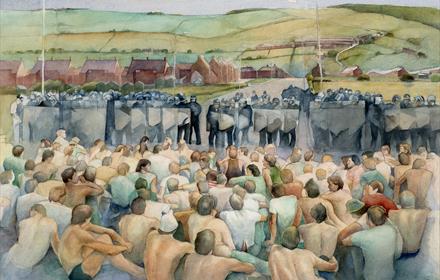 Barrie Ormsby, Miners' Strike 1984, 1980's, watercolour on paper. © Barrie Ormsby