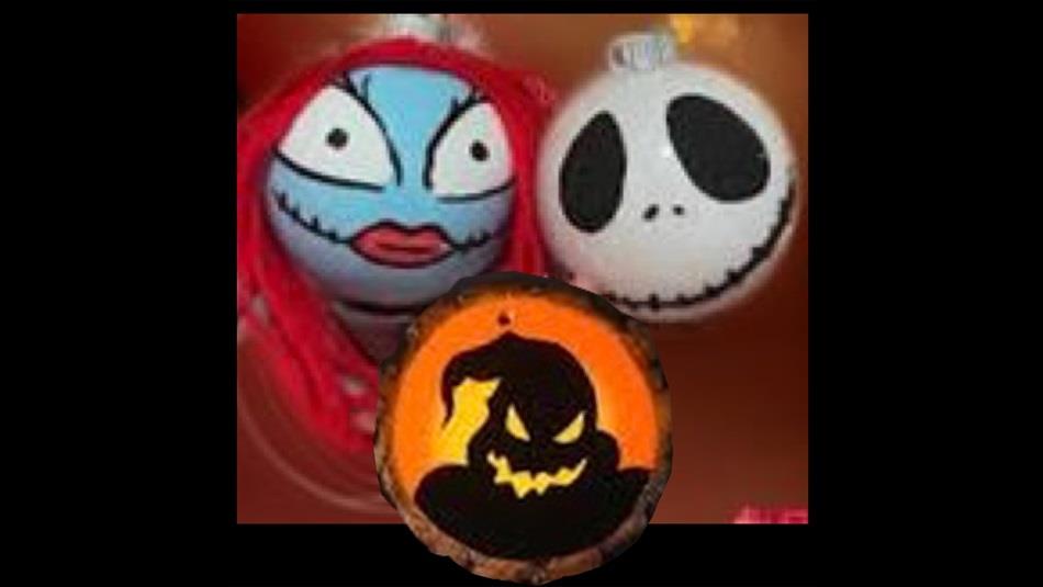 Baubles decorated with Nightmare Before Christmas images. Baubles decorated with Nightmare Before Christmas images.
