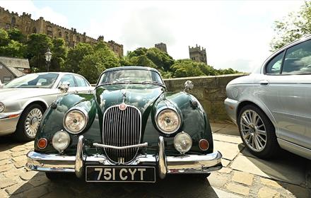 Classic Cars on Framwellgate Bridge in Durham Classic Car Show.