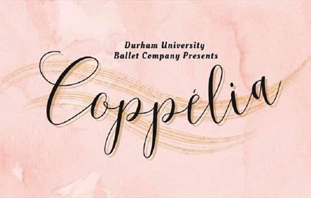 Cursive text shows the word 'Coppélia' against a pink background.