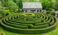 The maze and cafe at Crook Hall Gardens