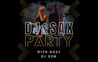DJ & Sax party advertising poster