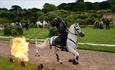 Fina and the Golden Cape Fire Stunts on horseback.