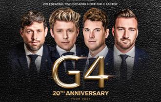 G4 20th Anniversary Tour showing the four band members
