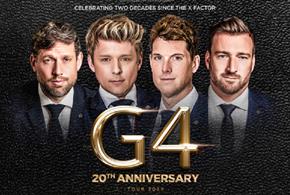 G4 20th Anniversary Tour showing the four band members

