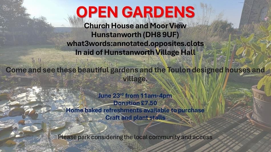 Open Gardens poster showing details of event