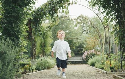 A little boy walking through The Gardens at Wynyard.