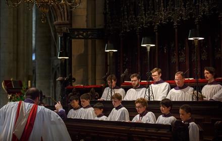 Durham Cathedral Choir performing in the Durham Cathedral