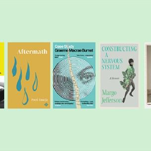 Five book covers of nominees for the Gordon Burn Prize.