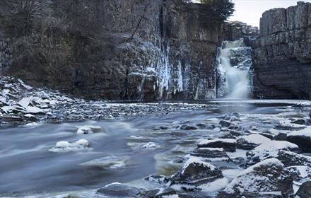 Image of High Force Waterfall on a frosty winter's day.