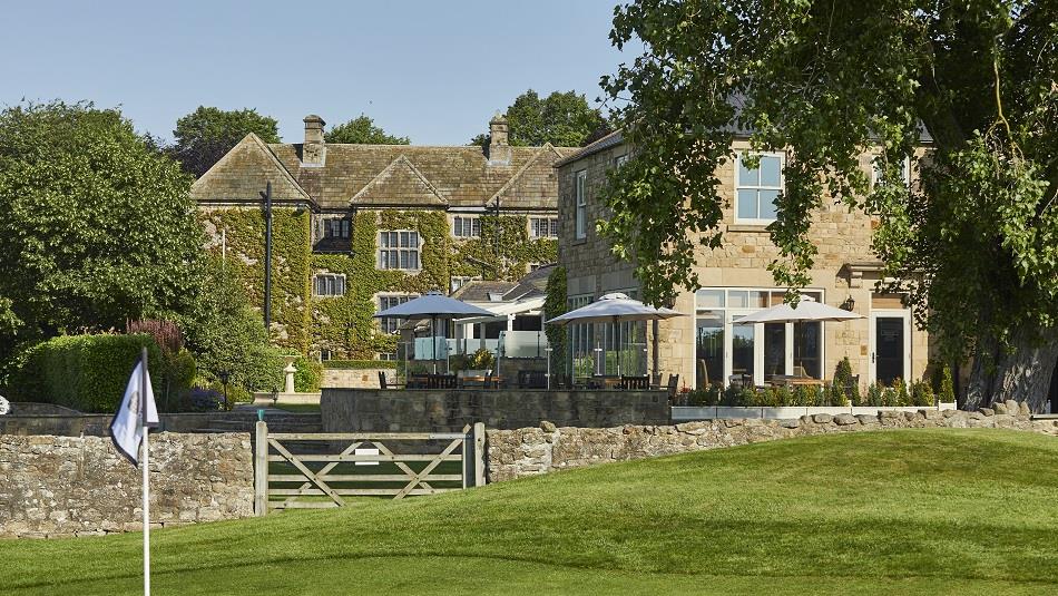 Headlam Hall, grounds, golf flag pole, grass