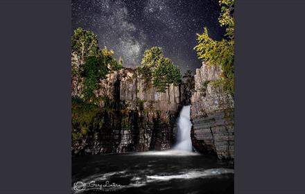 High Force Waterfall at night.
