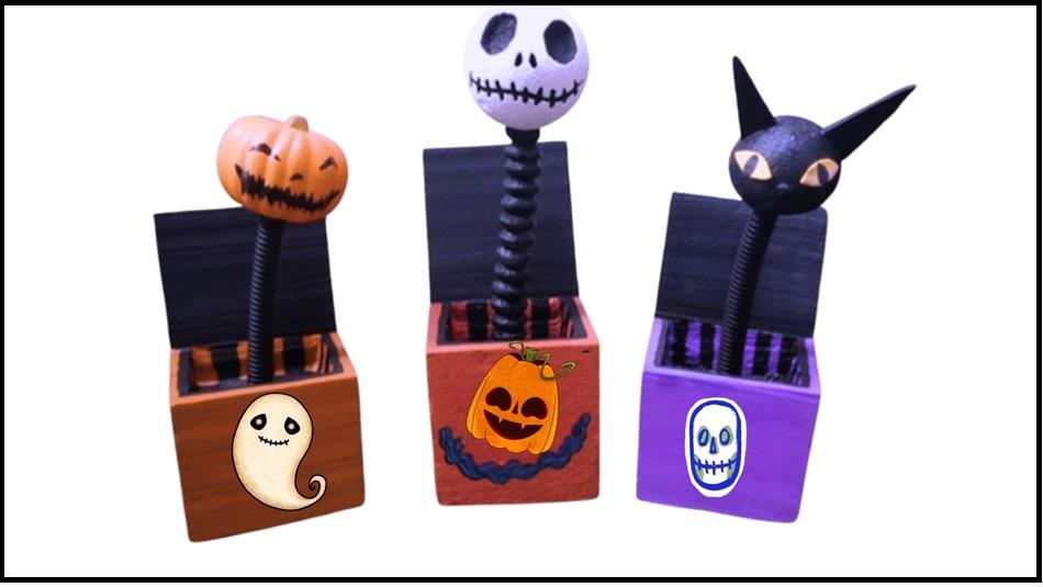 Three Nightmare Before Christmas Jack in the Box toys. Three Nightmare Before Christmas Jack in the Box toys.