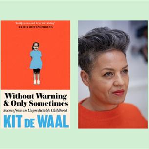 Kit de Waal with cover of her new book Without Warning and only sometimes.